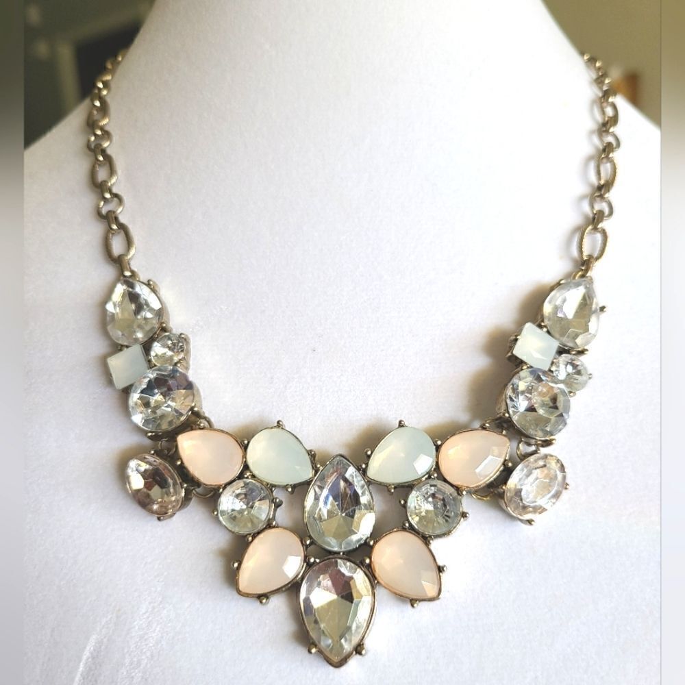 Loft Necklace, statement piece, rhinestones, adjustable length - Picture 1 of 7